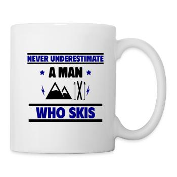 Ne sous-estimez jamais un homme qui skie - Mug blanc - blanc - Droite