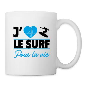 j aime le surf pour la vie - Mug blanc - blanc - Droite