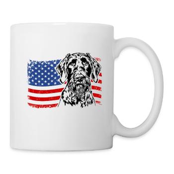 Allemand à poil dur US Amérique drapeau chiens Wilsigns - Mug blanc - blanc - Droite