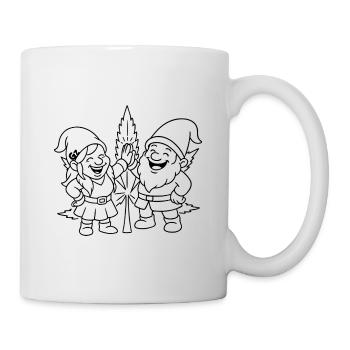 Zwergenfreunde mit Cannabisblatt - Tasse - Weiß - Rechts