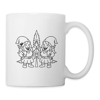 Zwergenfreundinnen mit Cannabisblatt - Tasse - Weiß - Rechts