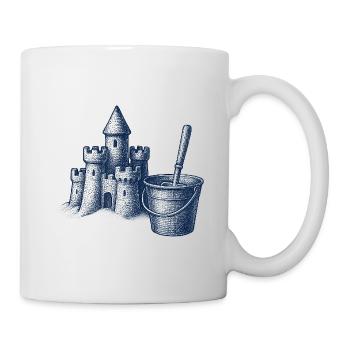 Skurriles Sandburgen- und Eimerdesign - Tasse - Weiß - Rechts