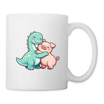 Brontosaure et cochon mignons - Mug blanc - blanc - Droite