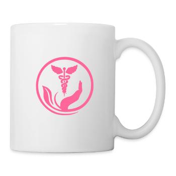 Wohlwollende Hand und Rosa Caduceus - Tasse - Weiß - Rechts