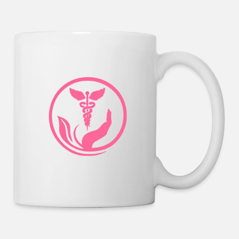 Main bienveillante et Caducée rose - Mug blanc - blanc