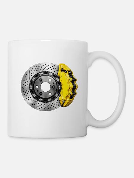 Perforierte Bremsscheibe und gelbe Bremssättel - Tasse - Weiß