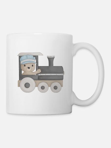 ours mignon dans le train - Mug blanc - blanc