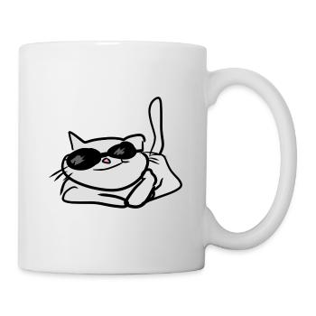 cool cat animal pet summer - Mug - white - Right