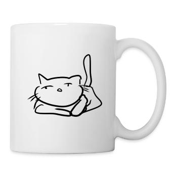 reclining sitting cat pet pet - Mug - white - Right