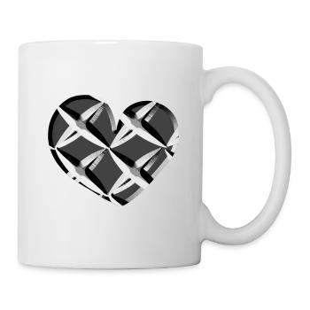 graues herz netz muster gefangen - Tasse - Weiß - Rechts