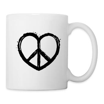 Peace and Love Herz Street Art Peace - Tasse - Weiß - Rechts