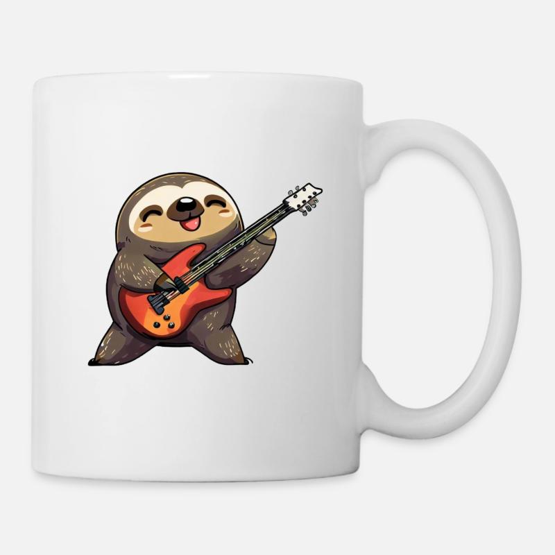 Gitarre spielendes Faultier - Tasse - Weiß