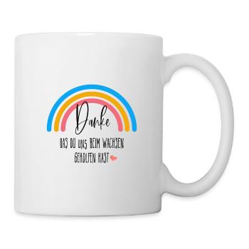 Danke das du uns beim Wachsen geholfen hast! - Tasse - Weiß - Rechts