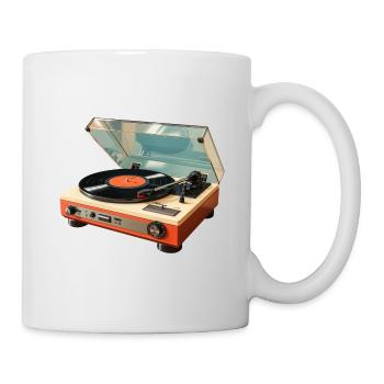 Retro Plattenspieler 60er 70er Jahre Vinyl Vintage - Tasse - Weiß - Rechts