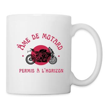 Âme de motard permis a l'horizon - Mug blanc - blanc - Droite