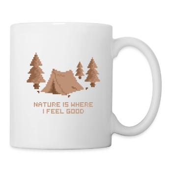 Nature is where I feel good - Camping Pixel Art - Mug - white - Right