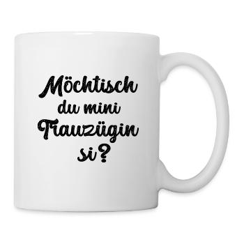 Möchtisch du min Trauzügin si Trauzeugin Schweiz - Tasse - Weiß - Rechts