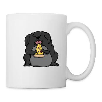 Fat Labrador Dog Eating Pizza Funny Comic Style - Mug - white - Right