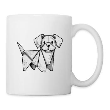 Chien en origami - Mug blanc - blanc - Droite