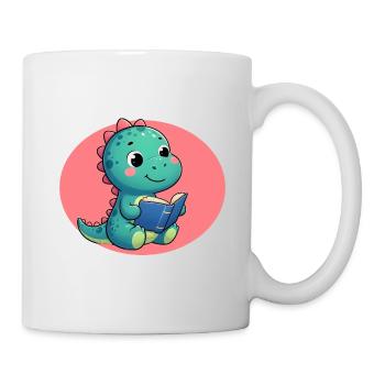 Dino lit un livre - Mug blanc - blanc - Droite