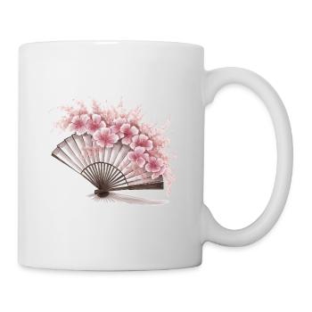 Geblümter japanischer Fächer - Tasse - Weiß - Rechts