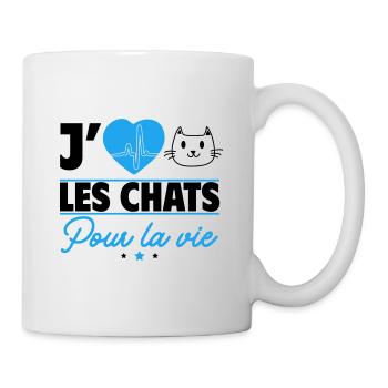 J'aime les chats pour la vie – pour les vrais fans - Mug blanc - blanc - Droite
