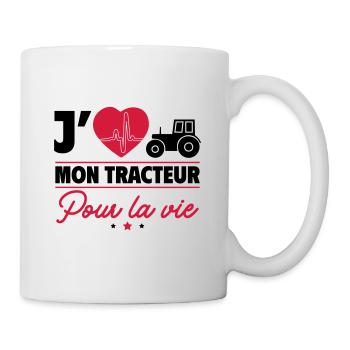 J'aime mon tracteur pour la vie - Mug blanc - blanc - Droite