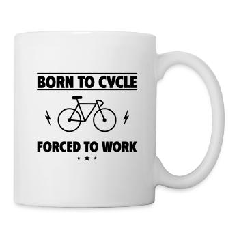 Nés pour faire du vélo, forcés de travailler - Mug blanc - blanc - Droite