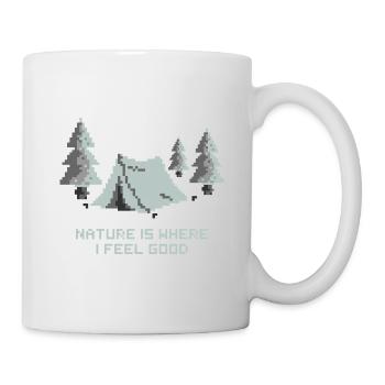 Nature is where I feel good - Camping Pixel Art - Mug - white - Right