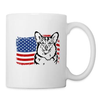 Corgi US Amérique Drapeau Chiens Chien Wilsigns - Mug blanc - blanc - Droite