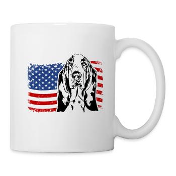 Basset Hound US Amerika Fahne Hunde Wilsigns - Tasse - Weiß - Rechts