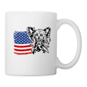 Chien chinois à crête US Amérique drapeau Wilsigns - Mug blanc - blanc - Droite