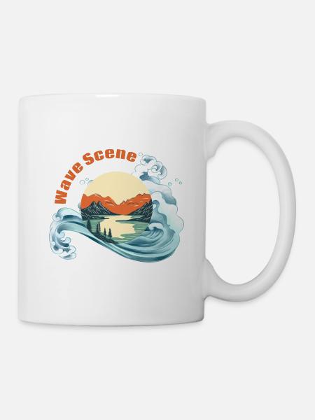 Nature vague paysage mignon design d’été - Mug blanc - blanc