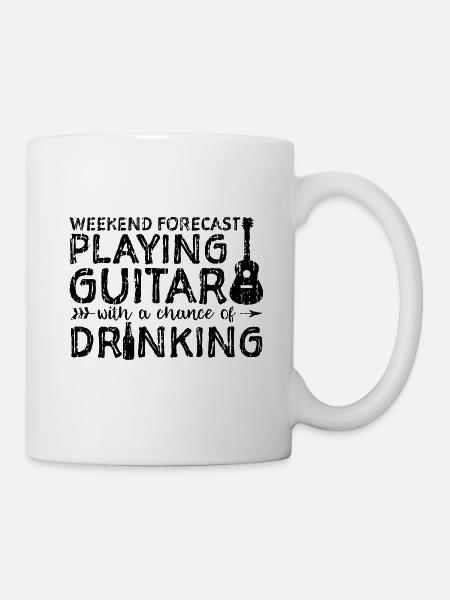 Weekend Forecast Playing Guitar With A Chance Of - Mug blanc - blanc