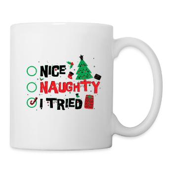 Nice Naughty I Tried - Weihnachten - Tasse - Weiß - Rechts