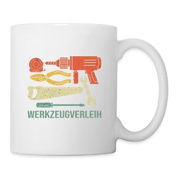 Werkzeugverleih Werkzeug Hammer Handwerker Vintage - Tasse - Weiß - Rechts