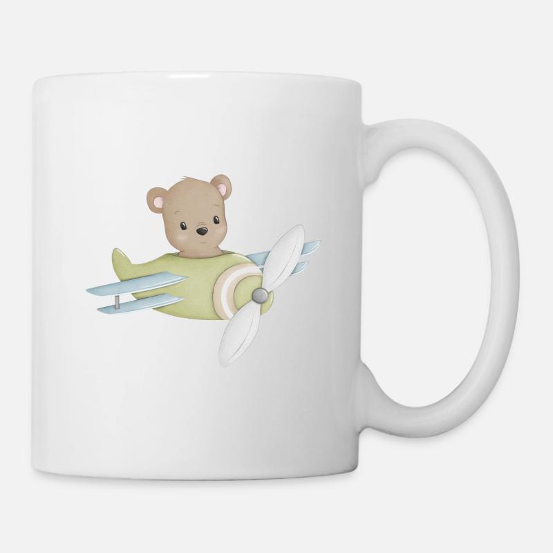 Bär im Flugzeug - Tasse - Weiß