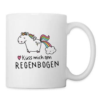 Kü mich am Regenbogen - Tasse - Weiß - Rechts