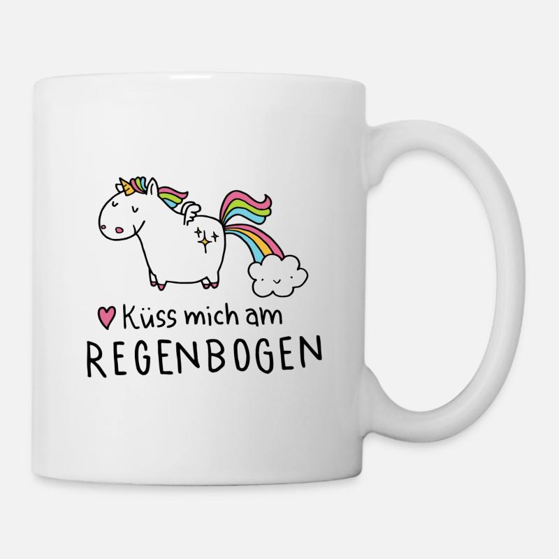 Kü mich am Regenbogen - Tasse - Weiß