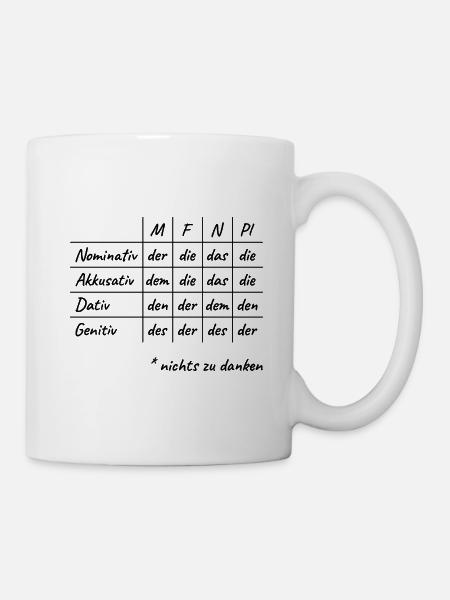 Lustiges Deutsche Grammatik Hilfe Deutsch Lehrer - Tasse - Weiß