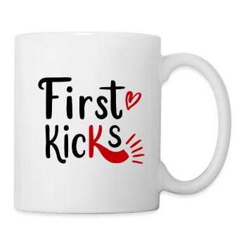 First Kicks Erste Tritte Schritte Baby Kinder - Tasse - Weiß - Rechts
