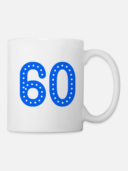 60 ANS. 60e ANNIVERSAIRE. ANNIVERSAIRE 60 ANS. 60 - Mug blanc - blanc