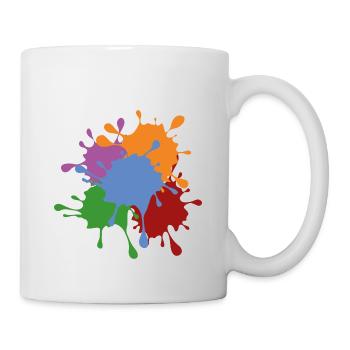 Farbkleckse Kleckse Farbspritzer Maler Geschenk - Tasse - Weiß - Rechts