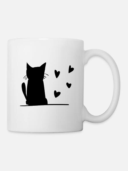 Katze Herzen Symbol - Tasse - Weiß