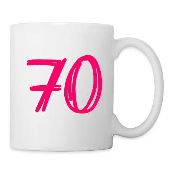 70 JAHRE. 70-JÄHRIGES JUBILÄUM. GEBURTSTAG 70 JAHRE. 70 - Tasse - Weiß - Rechts