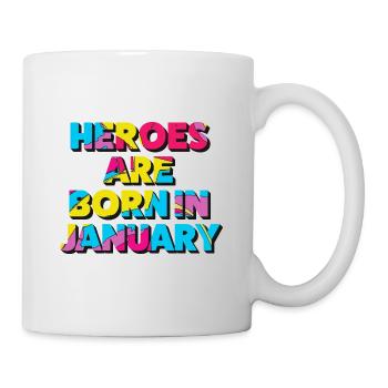Les héros naissent en janvier - Mug blanc - blanc - Droite