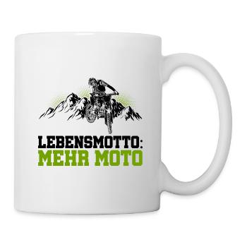 Lebensmotto Mehr Moto Enduro Motocross Motorrad Bi - Tasse - Weiß - Rechts