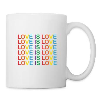 6 Love is Love Buntes LGBT Pride Events T-Shirt - Tasse - Weiß - Rechts