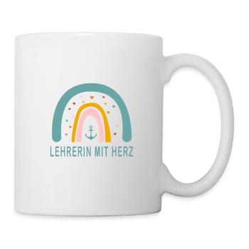 Lehrerin mit Herz! Regenbogen personalisierbar - Tasse - Weiß - Rechts