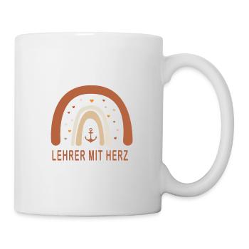 Lehrermit Herz! Regenbogen, personalisierbar - Tasse - Weiß - Rechts